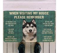 Husky Dog - When Visiting My House Please Remembe Tappeto Entrata Confortevole Tappeti Da Bagno Antiscivolo Tappeto Da Bagno Per Interno Esterno Corridoio 40X60 Cm
