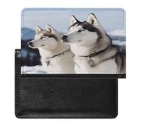 Husky Dogs - Custodia per passaporto in pelle, con blocco RFID, organizer per documenti e passaporto, per uomini e donne
