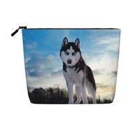 Husky Dogs Organizer per cosmetici grande borsa in canapa finta, resistente all'acqua, con cerniera, per viaggi quotidiani