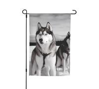 Husky Dogs Snow Garden Flag 30,5 x 45,7 cm Double Sided Primavera Estate Decorativa Cortile Bandiera Piccola Bandiera Stagionale Vacanza Decorazione Esterna