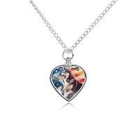 Husky Ea-gles - Collana con ciondolo a forma di cuore per ceneri con bandiera degli Stati Uniti