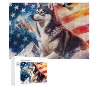 Husky Ea-gles - Puzzle con bandiera degli Stati Uniti per adulti e famiglie, giochi per la casa, 300 pezzi