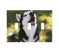 Husky Howling Face - Placca per interruttore a 3 vie, in policarbonato infrangibile, resistente al calore, decorazione per la casa