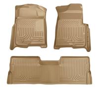 Husky Liners Tappetini da pavimento per battibeater | Fit 2009-2014 Ford F-150 SUPERCREW CAB SOLO senza cambio manuale (copertura del piedistallo) | Anteriore e 2a Row, 3 pezzi Tan - 98333