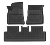 Husky Liners Weatherbeater Floor Mats | Fits 2017-2024 Tesla Model 3 | Front & 2nd Row, 3-pc Black - 95091