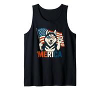 Husky Merica Bandiera americana 4 luglio amante dei cani Canotta