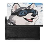 Husky on Snow - Custodia per passaporto in pelle con blocco RFID, organizer per documenti, per uomini e donne
