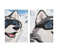 Husky on Snow - Custodia per passaporto ultra sottile, in pelle PU, per donne e uomini