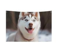 Husky Piquant Dog Flag 119,4 x 177,8 cm No Fade Bandiera di benvenuto Giardino Cortile Casa Bandiere Decorative Giardino Cortile Cartello Interno Esterno Banner Party Home Decor