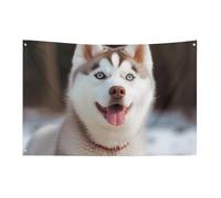 Husky Piquant Dog Flag 61 x 88,9 cm No Fade Bandiera di benvenuto Giardino Cortile Casa Bandiere Decorative Giardino Yard Cartello Interno Esterno Banner Party Home Decor