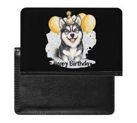 Husky Porta passaporto di compleanno per uomo donna in pelle PU custodia passaporto portafoglio da viaggio