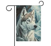 Husky Ritratto Giardino Bandiera Stagionale Vacanze Juta Doppio Lato Casa Cortile Esterni Bandiere 30x45,7 cm