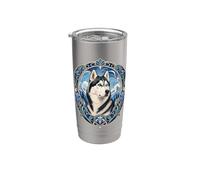Husky siberiano con gli occhi azzurri Bicchiere termico in acciaio inox doppia parete