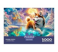 Husky Splashes in A Snowy Fairy-tale Lake Puzzle Da 1000 Pezzi Cute Pet Dog Sfidante E Di Ingegno Per Tutte Le Età 70x50cm/1000pcs