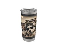 Husky Studente Divertente Selfie Vintage Game Day Cool Mascotte Bicchiere termico in acciaio inox doppia parete
