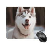 Husky - Tappetino per mouse quadrato con cane piccante e base in gomma antiscivolo, 18 x 22 cm, ultra sottile, per computer, laptop, ufficio, accessori da scrivania