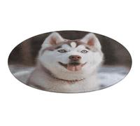 Husky - Tappeto rotondo con cane piccante, morbido, assorbente, tappetino da bagno per ingresso, antiscivolo, 90 x 90 cm, per camera da letto, soggiorno, decorazione per la casa