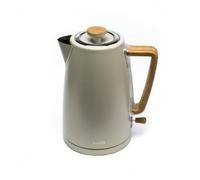 HUSLA 73928 Electric Kettle 1,7 litri, elemento riscaldante in acciaio inox, manico in legno, verde oliva