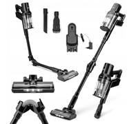 huslog Aspirapolvere Senza Fili 160W/11000Pa, Scopa Elettrica Ricaricabile con Tubo Flessibile, Autonomia 45 Minuti, Filtro HEPA, Spazzola Elettrica, Supporto a Parete, per Pavimenti Durie Tappeti