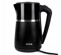 Huslog Bollitore Elettrico 1,7 L Doppia Parete, 2200 W, Riscaldamento Rapido, Silenzioso e Sicuro, Base 360° Senza Fili, Coperchio Rimovibile, Beccuccio di Precisione, Nero