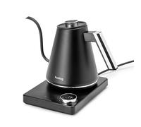 huslog Bollitore elettrico 1L con regolazione della temperatura 40-100°C, collo di cigno, display LED, funzione di mantenimento al caldo, 1100 W, acciaio inossidabile 304, nero argento, base con