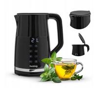 huslog Bollitore elettrico da 1,7 l, 2200 W, con controllo della temperatura e pannello touch, design retrò, display LED, 4 programmi, 13 livelli, Keep Warm 2h, Cool Touch, acciaio inox 304, senza BPA