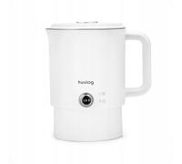 huslog Bollitore elettrico da viaggio 2 in 1 e mini pentola, 0,8 l, pieghevole, bianco, 650 W, acciaio inox 304, doppia parete, base a 360° con avvolgicavo, campeggio e hotel, bianco