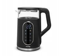 huslog Bollitore in vetro 1,7 l, 2200 W, con pannello touch e display LED, scelta della temperatura 40-90 °C, Keep Warm 2h, vetro borosilicato, Cool Touch, base a 360°, senza BPA, nero