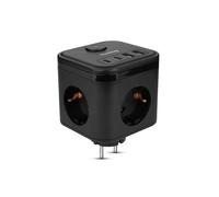 Huslog cubo multipresa con 3 prese AC e 4 (2× USB-C, 2× USB-A) - multipresa 3680W, compatta, ignifuga, con interruttore ON/OFF, ideale per ufficio, viaggio e casa - nera
