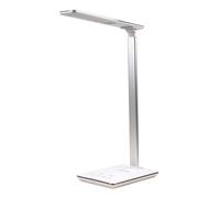 huslog Lampada da Scrivania LED, Dimmerabile 5 Livelli/3 Colori, Protezione Occhi, Controllo Touch, Timer, Ricarica Induttiva, Braccio Flessibile, Compatta ed Energetica, Bianco