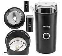 Huslog Macinacaffè elettrico 180 W per chicchi di caffè e spezie, 70 g, con coperchio di bloccaggio, funzionamento con un pulsante, cavo sulla base, design compatto per cucina quotidiana, facile da