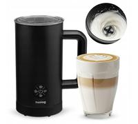 huslog Montalatte elettrico con riscaldamento, 500 W, 4 modalità (caldo e freddo), 300 ml, schiuma di latte da 150 ml, spegnimento automatico, per cappuccino, e vegetale, nero