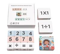 Husoiuy Blocchi di divisione per bambini,Blocchi di divisione di moltiplicazione - Gioco da tavolo con carte flash matematiche per 2 giocatori - Il numero aritmetico del legno segna il gioco dei