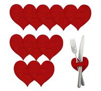 Husoiuy Contenitore Per Utensili Da Festa - 10 Pezzi Set Di Coperchi Per Cucchiai A Forma Di Cuore | Porta Posate In Feltro Per Feste | Per Cena Di San Matrimonio Compleanno Festa Della Mamma