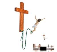 Husoiuy Croci da parete Bungee Jumping Gesù | Decorazione da parete in legno | Figura di Gesù Cristo in resina | Decorazione a croce pasquale come decorazione da parete - Presepe per interni a Pasqua