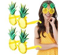 Husoiuy Occhiali Da Sole Divertenti | 2 Paia Occhiali Spiaggia - Accessori Tropicali Hawaiano Occhiali Ananas Per Piscina Uomo Donna