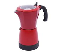 HUSPOO Caffettiera elettrica da 300 ml, 6 tazze, in alluminio, con fondo separato (rosso)