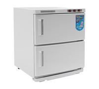 HUSPOO Double Towel Hot Cabinet - Riscaldatore UV 50L con 2 scomparti per asciugamani e utensili per unghie, per salone, pratica e casa, bianco