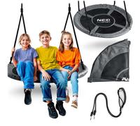 Neo-Sport Altalena a nido per esterni, 110 cm, con telaio, carico massimo 150 kg, impermeabile, rotonda, colore nero, grigio