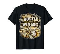 Hustle 24/7 Win Big Luxury Urban Money Mindset Graphic Maglietta