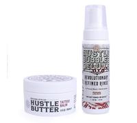Hustle Butter Deluxe 150 ml e Hustle Bubbles Deluxe Foam Wash 207 ml - cura tatuaggi vegana prima, durante e dopo il tatuaggio - cruelty free, senza parabeni, adatto a tutti i tipi di pelle