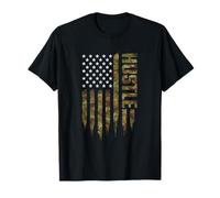 Hustle Camouflage Patriotic US American Flag Maglietta
