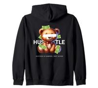 Hustle More Teddybear Money Vibes per Gli imprenditori Felpa con Cappuccio