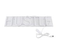 Hustle Words Neon Sign LED Neon Light, White Indoor Decorative Lamp, USB Powered Neon Lamp Sign for Bedroom, Dorm, Living Room, Wedding Party Home Decor
