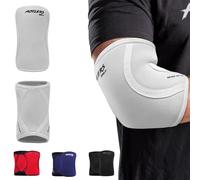 Hustlers Only Gomiti per sollevamento pesi, 5 mm, in neoprene, a compressione, per allenamento in palestra, panca e tendinite, fitness e allenamento (bianco, S)