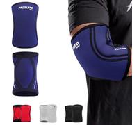 Hustlers Only Gomiti per sollevamento pesi, 5 mm, in neoprene, a compressione, per allenamento in palestra, panca e tendinite, fitness e allenamento (blu navy, XL)