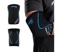 Hustlers Only Gomiti per sollevamento pesi 7 mm in neoprene a compressione per gomito per sollievo immediato dal dolore alle articolazioni e gomiti per allenamento in palestra, powerlifting (L, nero)