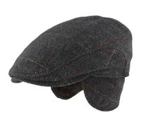 Hut Breiter Berretto invernale con paraorecchie | Cappello Gatsby | Cappellino con visiera realizzato in 100% lana con design a spina di pesce con protezione per le orecchie pieghevole., 63