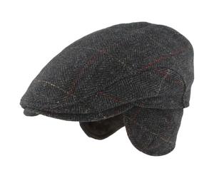 Hut Breiter Berretto invernale con paraorecchie | Cappello Gatsby | Cappellino con visiera realizzato in 100% lana con design a spina di pesce con protezione per le orecchie pieghevole., 63