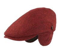 Hut Breiter Breiter Berretto invernale da uomo con paraorecchie, con visiera flatcap, 100% lana con paraorecchie pieghevole, delicato sulla pelle e confortevole, Rosso melange, 59